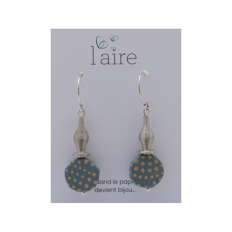 Boucles d'oreilles en papier bleu gris - 01 | Madame Framboise