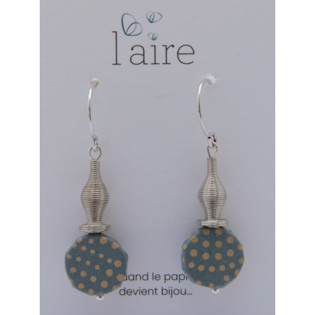 Boucles d'oreilles en papier bleu gris - 01 | Madame Framboise