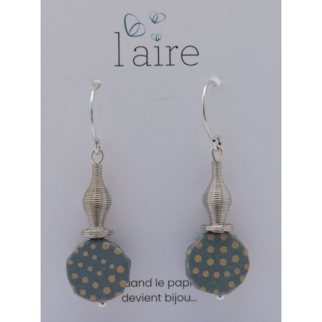 Boucles d'oreilles en papier bleu gris - 01 | Madame Framboise Boucles d'oreilles en papier bleu gris - 01 | Madame Framboise
