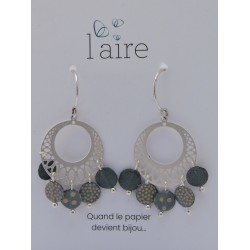 Boucles d'oreilles en papier bleu gris - 02 | Madame Framboise