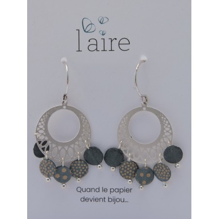 Boucles d'oreilles en papier bleu gris - 02 | Madame Framboise Boucles d'oreilles en papier bleu gris - 02 | Madame Framboise