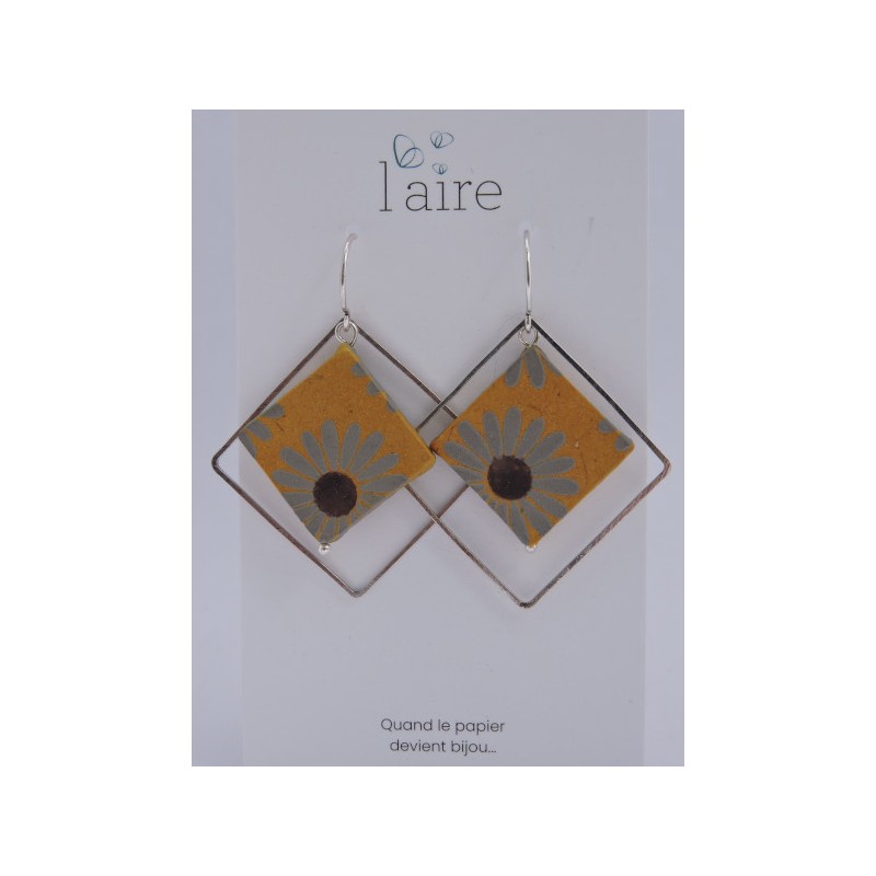 Boucles d'oreilles en papier ocre - 02 | Madame Framboise