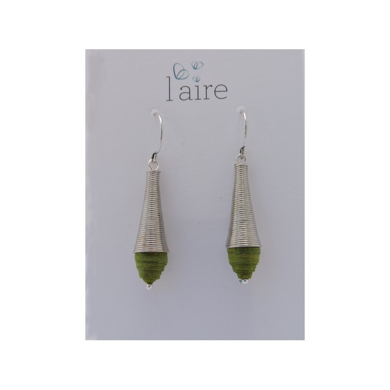 Boucles d'oreilles en papier vert - 03 | Madame Framboise
