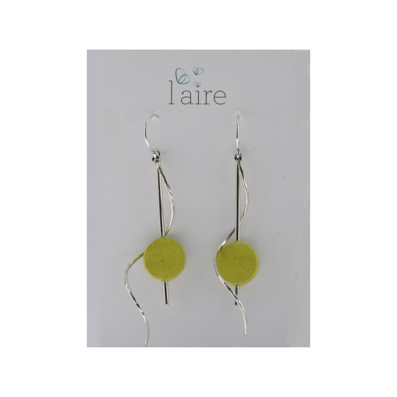 Boucles d'oreilles en papier vert citron - 05 | Madame Framboise