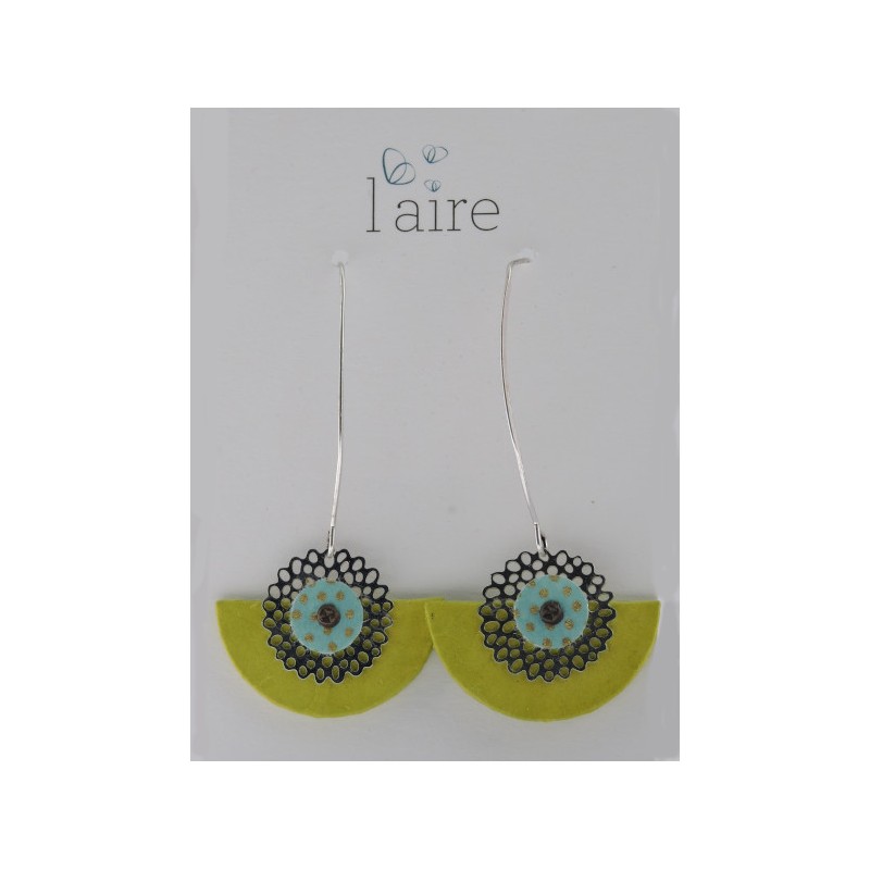 Boucles d'oreilles en papier vert citron - 06 | Madame Framboise