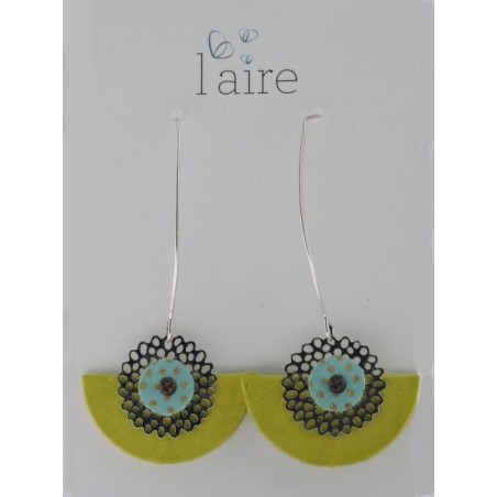 Boucles d'oreilles en papier vert citron - 06 | Madame Framboise