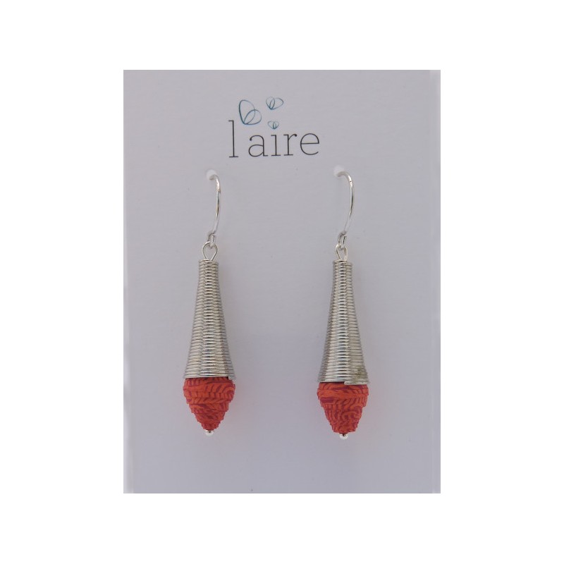 Boucles d'oreilles en papier orange sanguine - 01 | Madame Framboise