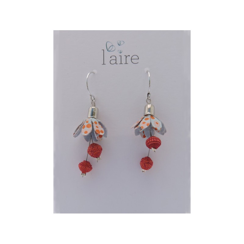 Boucles d'oreilles en papier orange sanguine - 02 | Madame Framboise