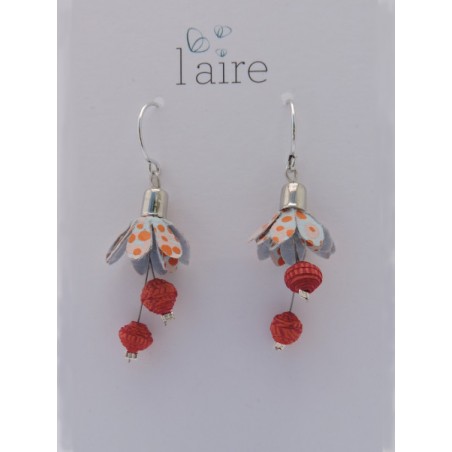 Boucles d'oreilles en papier orange sanguine - 02 | Madame Framboise