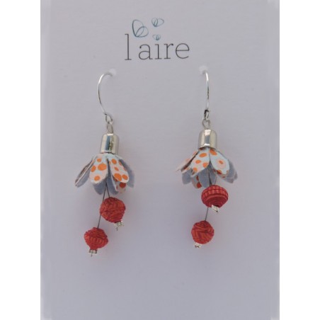 Boucles d'oreilles en papier orange sanguine - 02 | Madame Framboise Boucles d'oreilles en papier orange sanguine - 02 | Madame Framboise