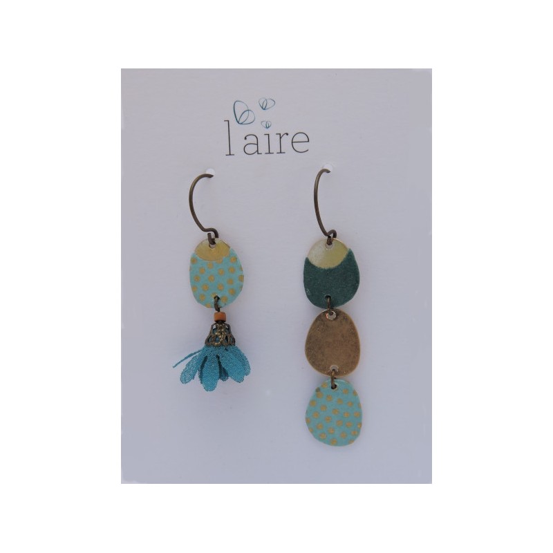 Boucles d'oreilles en papier bleu turquoise - 02 | Madame Framboise