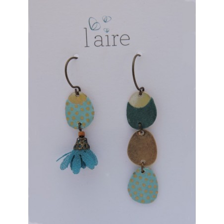Boucles d'oreilles en papier bleu turquoise - 02 | Madame Framboise Boucles d'oreilles en papier bleu turquoise - 02 | Madame Framboise