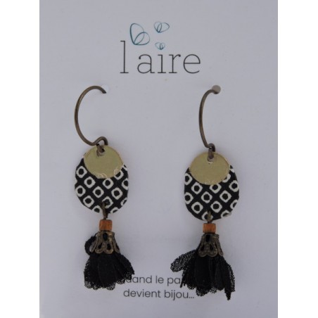 Boucles d'oreilles en papier noir - 02 | Madame Framboise Boucles d'oreilles en papier noir - 02 | Madame Framboise