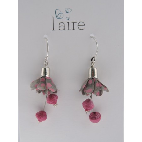 Boucles d'oreilles en papier rose et gris - 01 | Madame Framboise Boucles d'oreilles en papier rose et gris - 01 | Madame Framboise