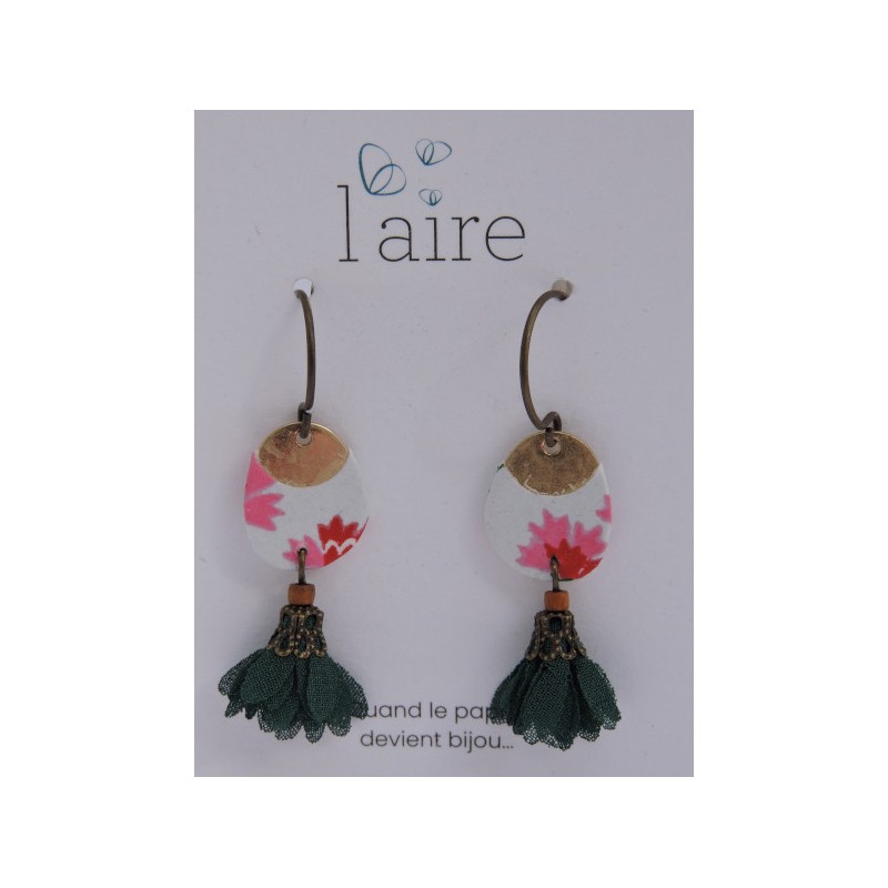 Boucles d'oreilles en papier fleuri - 01 | Madame Framboise