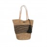 Beige and black striped raffia bag - Bayapoa