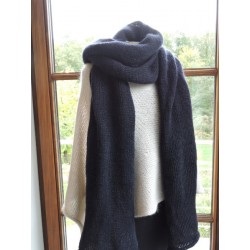 Large navy blue woollen scarf | Madame Framboise