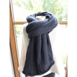 Large navy blue woollen scarf | Madame Framboise