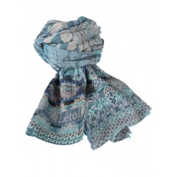 Organic turquoise and blue cotton scarf - Letol | Madame Framboise