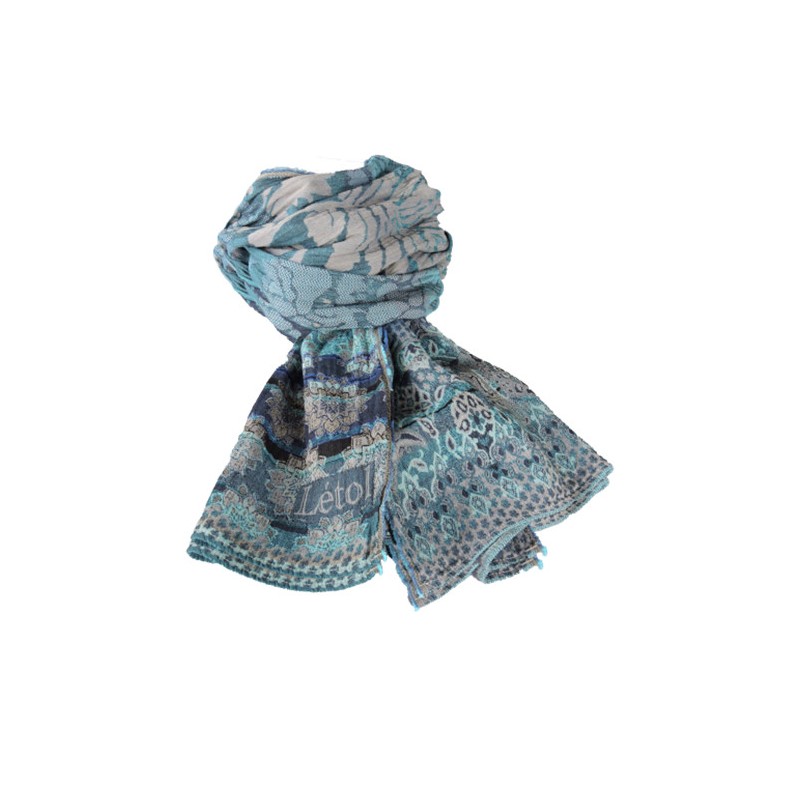 Foulard en coton bio turquoise et bleu - Létol | Madame Framboise