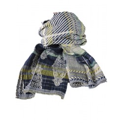 Organic yellow and blue cotton scarf - Letol | Madame Framboise