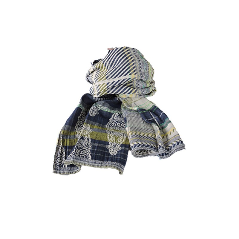 Organic yellow and blue cotton scarf - Letol | Madame Framboise