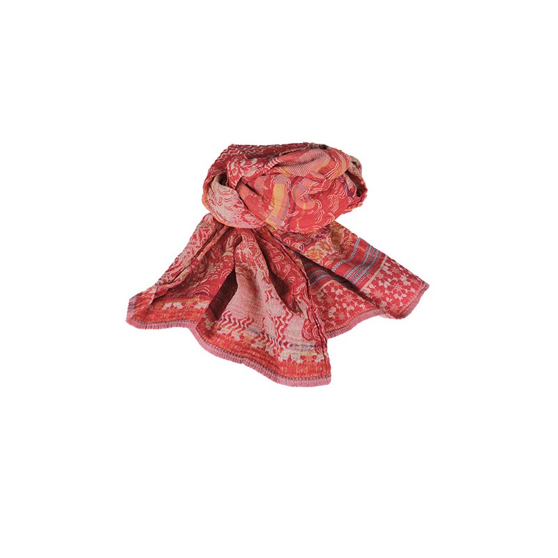 Foulard en coton bio rouge orangé - Létol | Madame Framboise
