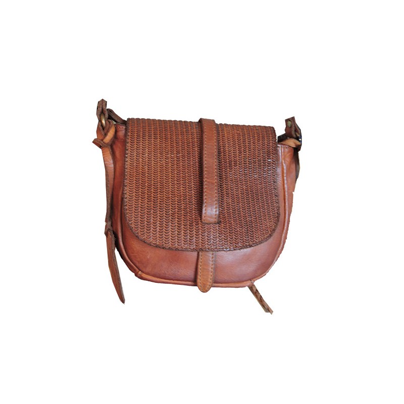 Cognac leather satchel | Madame Framboise