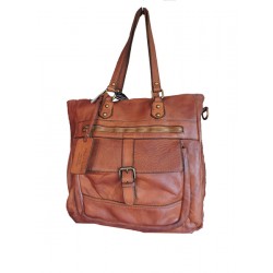 Cognac leather tote bag | Madame Framboise