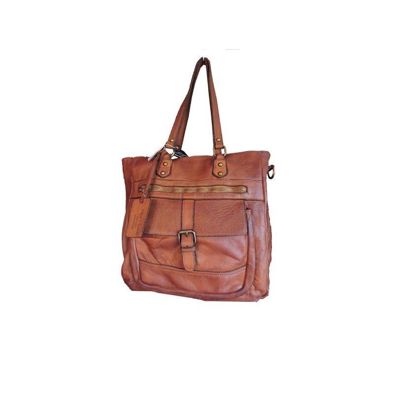 Cognac leather tote bag | Madame Framboise