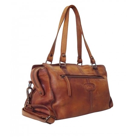 Cognac leather handbag - Kaszer | Madame Framboise