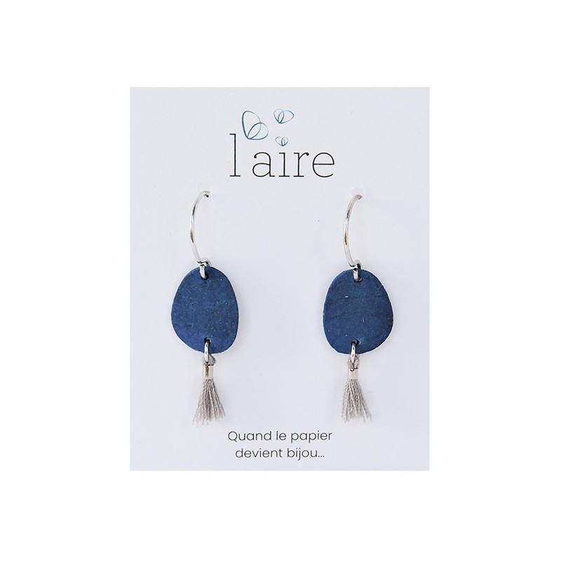 Boucles d'oreilles en papier bleu | Madame Framboise