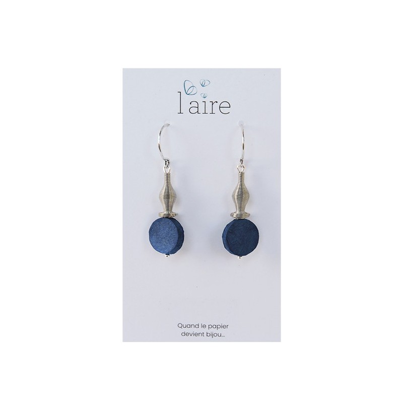 Boucles d'oreilles en papier bleu | Madame Framboise
