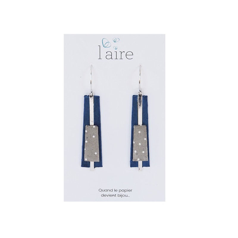 Boucles d'oreilles en papier bleu | Madame Framboise