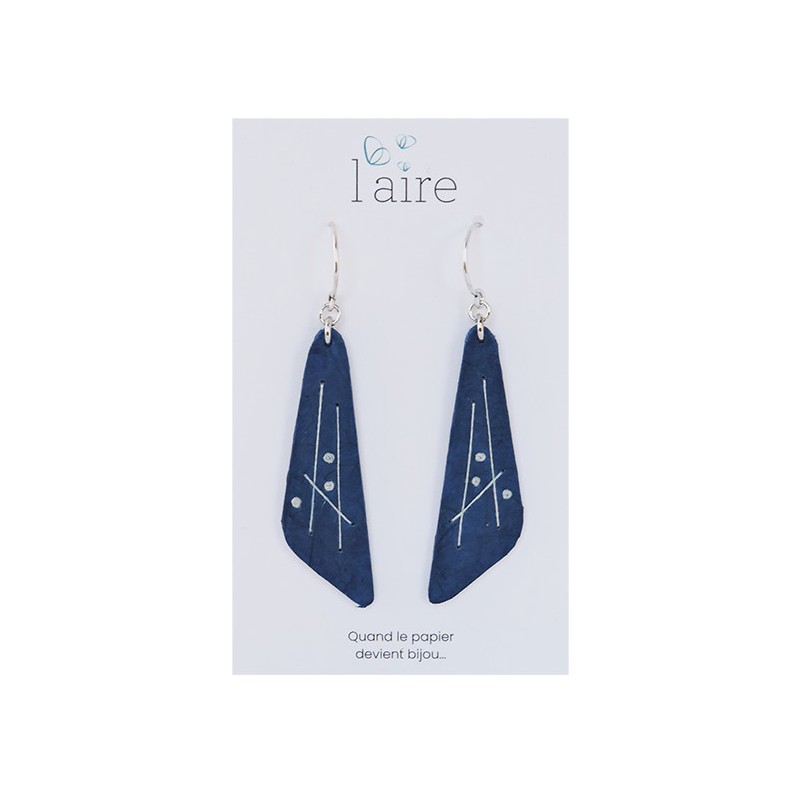 Boucles d'oreilles en papier bleu  | Madame Framboise