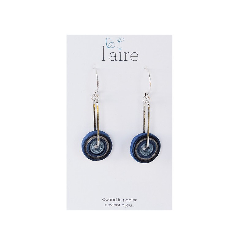 Boucles d'oreilles en papier bleu et gris - 03 | Madame Framboise