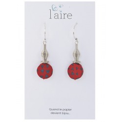 Boucles d'oreilles en papier fuchsia et gris - 01 | Madame Framboise