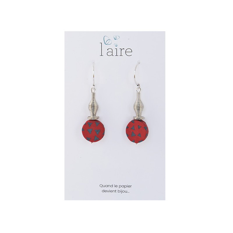 Boucles d'oreilles en papier fuchsia et gris - 01 | Madame Framboise