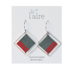Boucles d'oreilles en papier fuchsia et gris | Madame Framboise