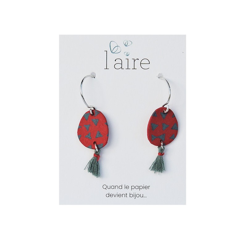 Boucles d'oreilles en papier fuchsia et gris | Madame Framboise