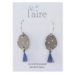 Boucles d'oreilles en papier gris et bleu - 01