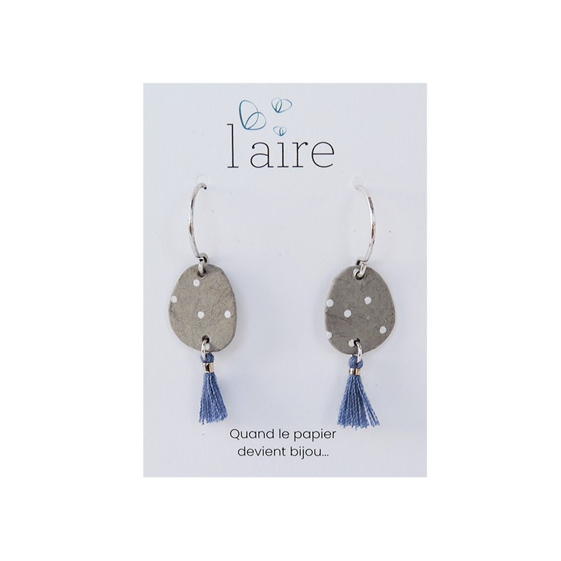 Boucles d'oreilles en papier gris et bleu - 01