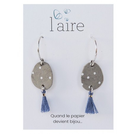 Boucles d'oreilles en papier gris et bleu - 01 Boucles d'oreilles en papier gris et bleu - 01