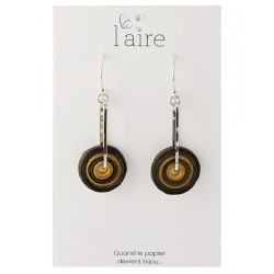 Boucles d'oreilles en papier kaki et jaune | Madame Framboise