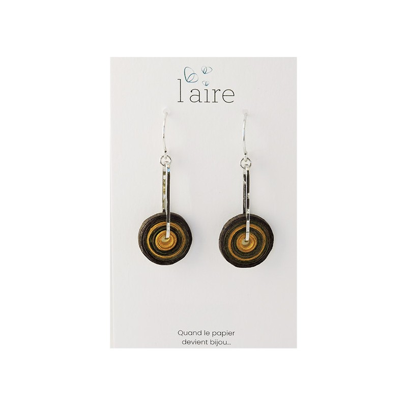 Boucles d'oreilles en papier kaki et jaune | Madame Framboise