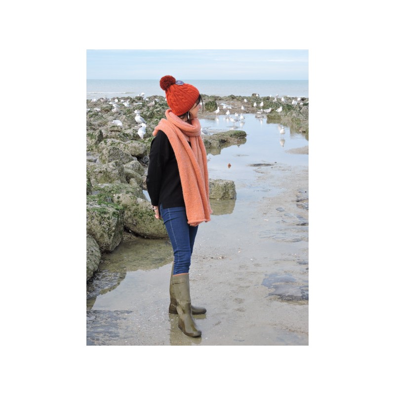 Large orange woollen scarf | Madame Framboise