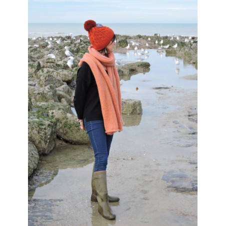 Large orange woollen scarf | Madame Framboise Large orange woollen scarf | Madame Framboise