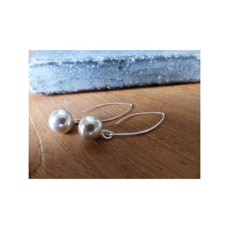 Boucles D'oreilles Pendantes En Argent Massif – Clous – Modèle Vintage