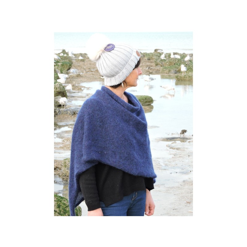 Poncho bleu en laine | Madame Framboise