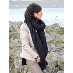 Large navy blue woollen scarf | Madame Framboise